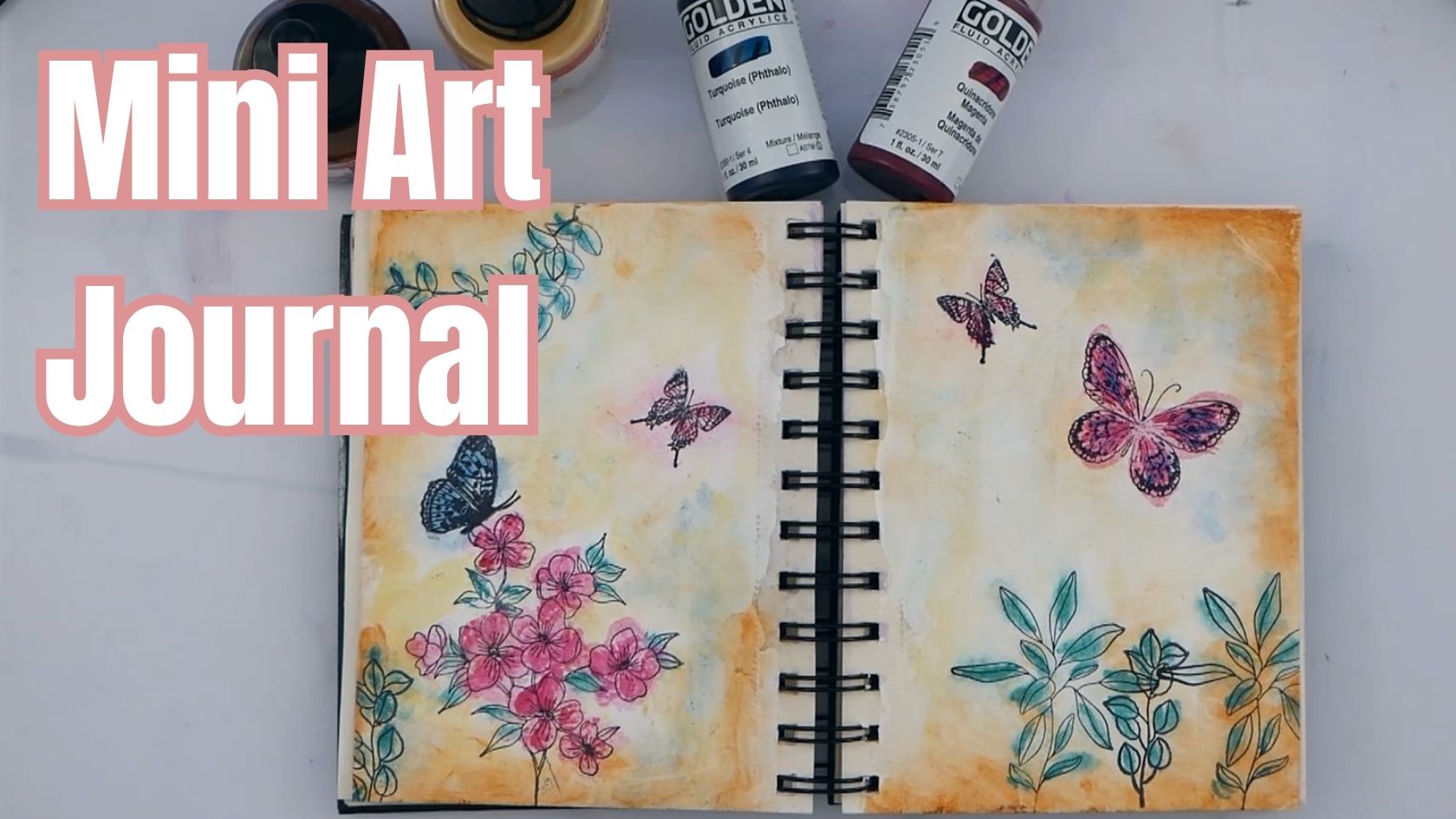 Art Journal With Me: Butterflies, Ink, Fluid Acrylics, Stamps