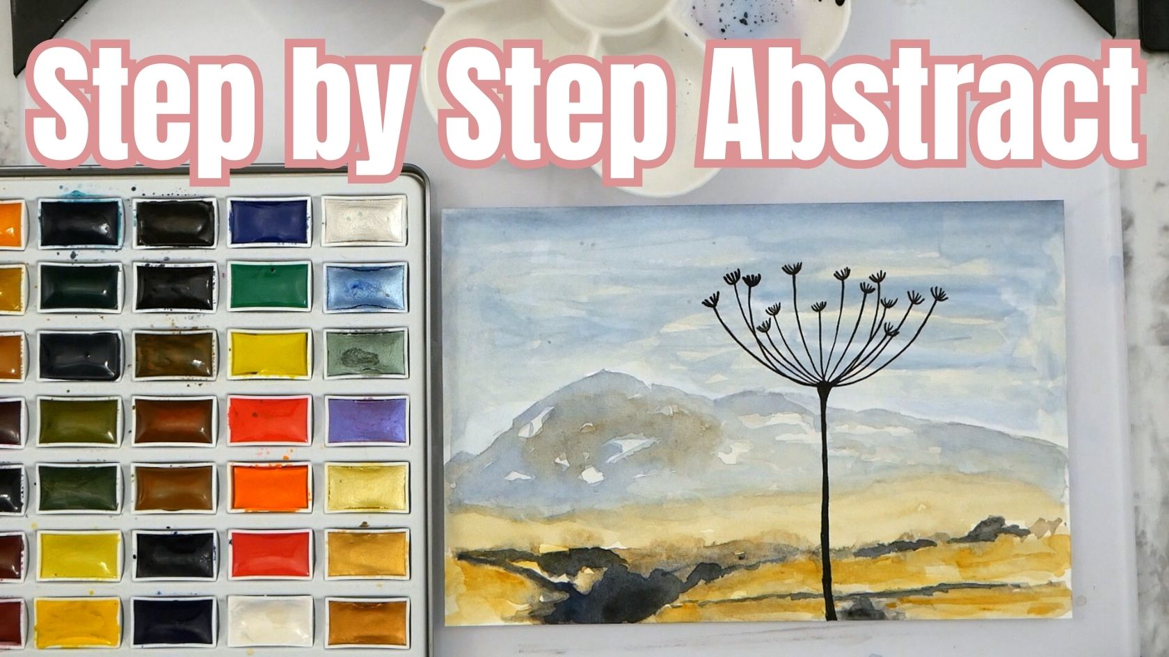 Create Abstract Landscapes in Watercolor: Easy Real Time Tutorial with Photo Reference Step by Step