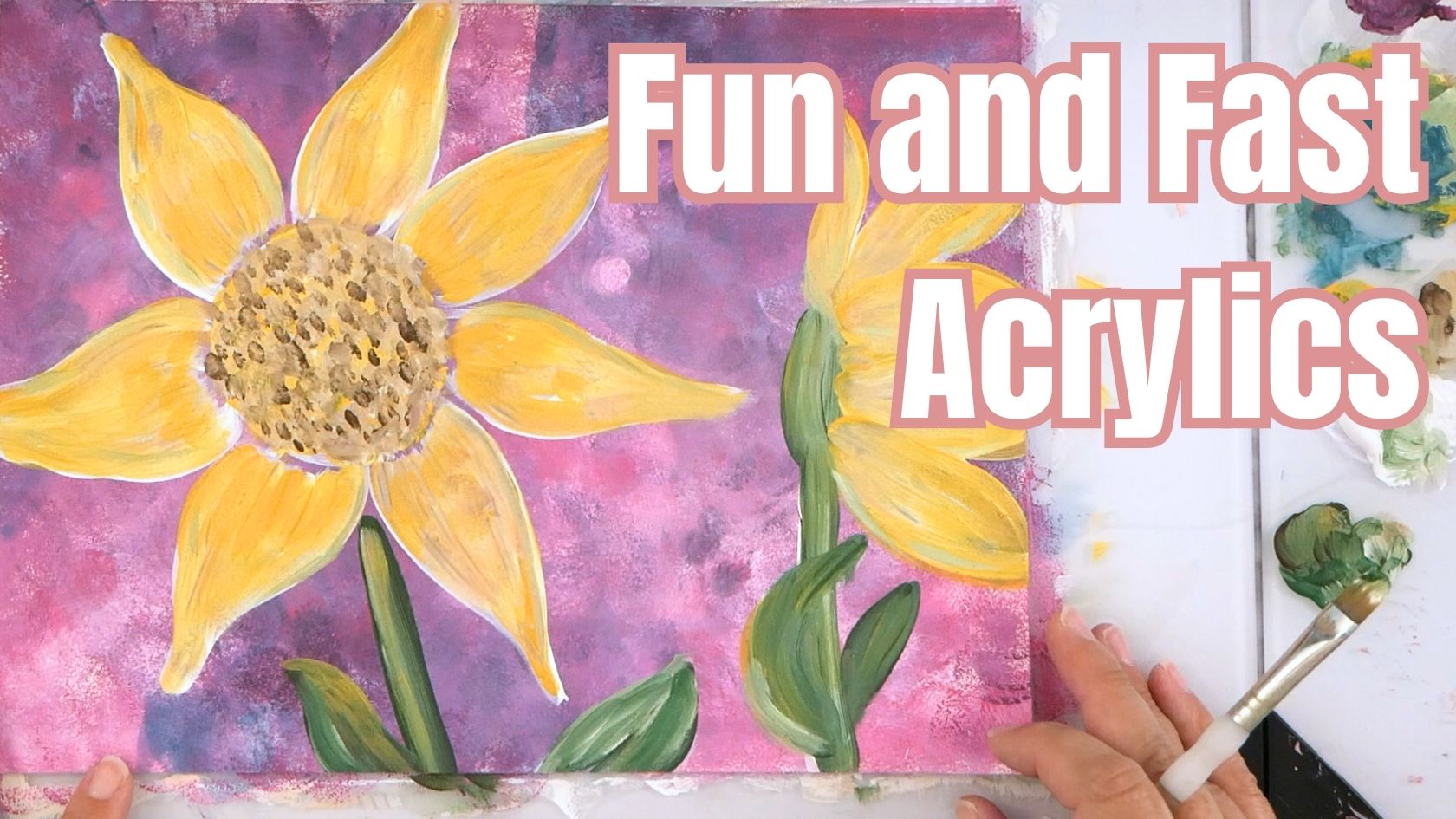 Easy Art Journal Page Sunflower Acrylic Painting