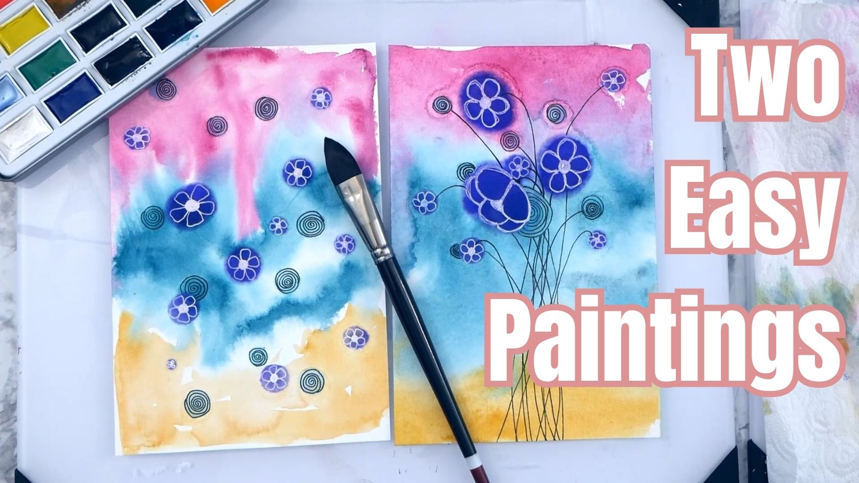 Easy Watercolor & Alcohol Ink Flower Doodles