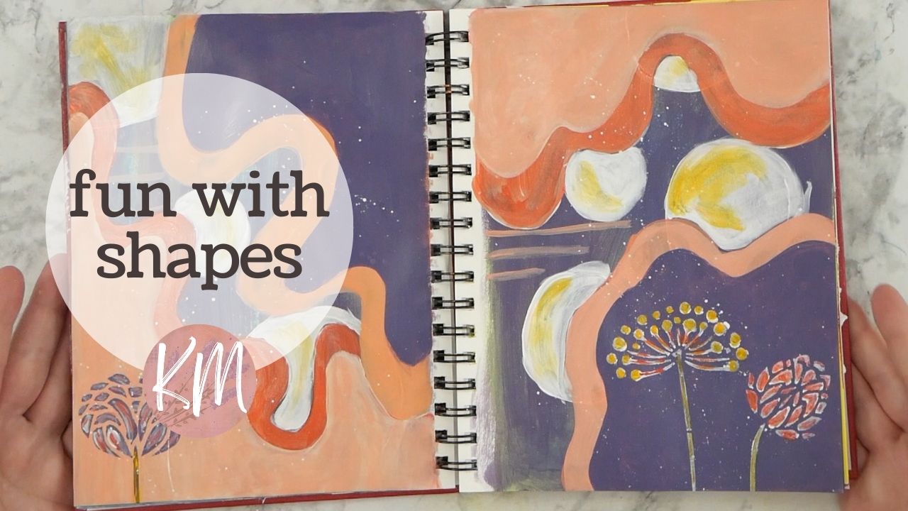 Abstract Art Journal Page Playing with Acrylic Paint Shapes and Color