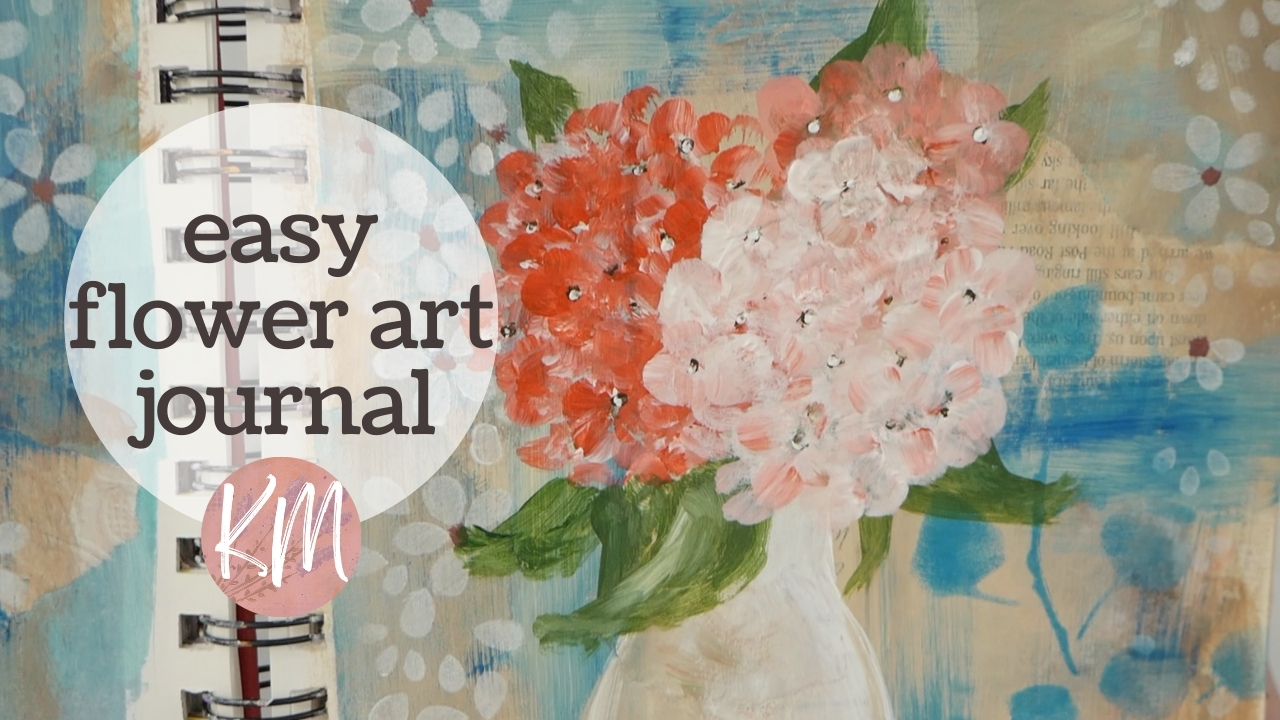 Acrylic Art Journal – How to Paint Easy Hydrangea Flowers, Stencils, and Abstract Shapes