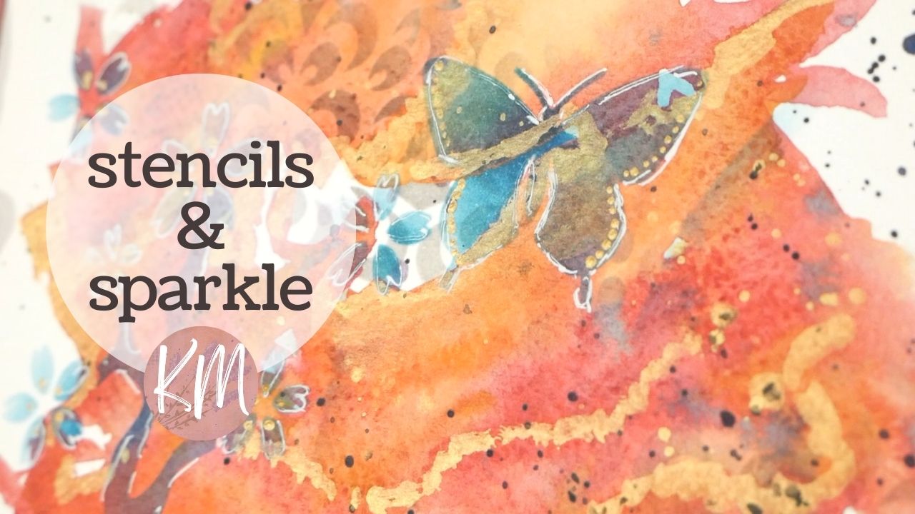 Fun Abstract Watercolor Painting for Beginners Using Butterfly Stencils and Ink