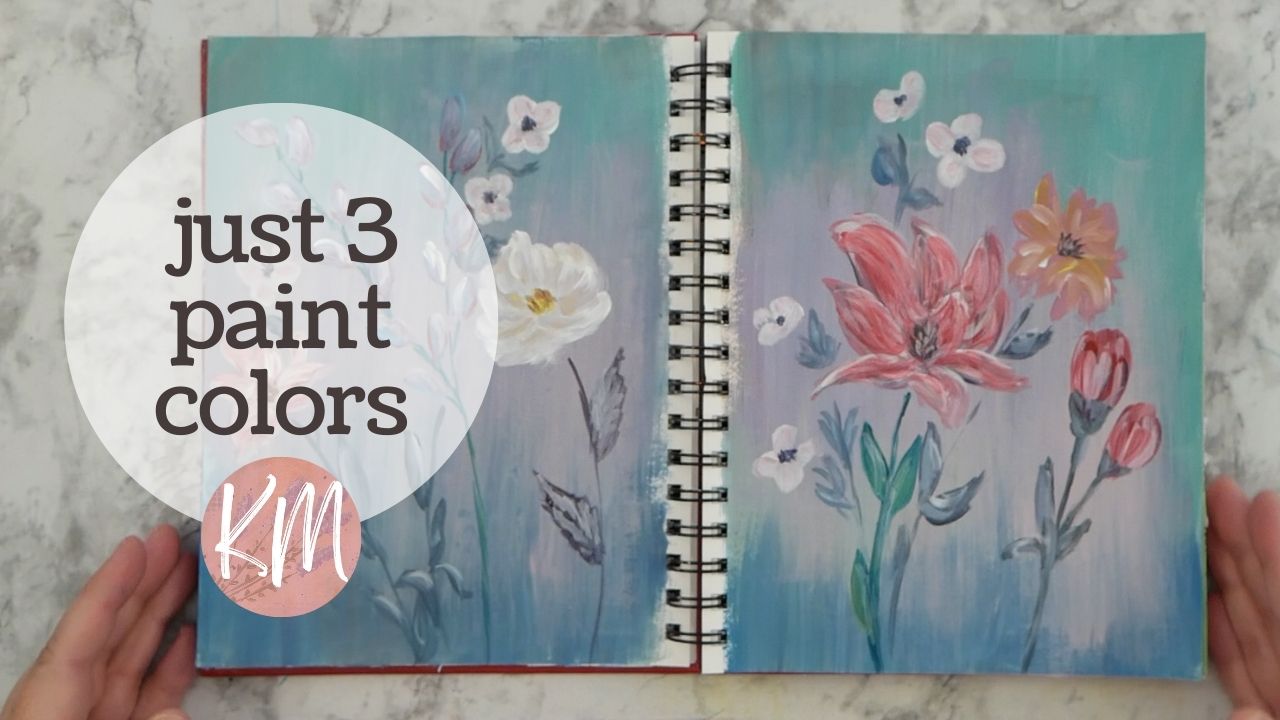 Fun Floral Art Journal Page with Limited Primary Palette