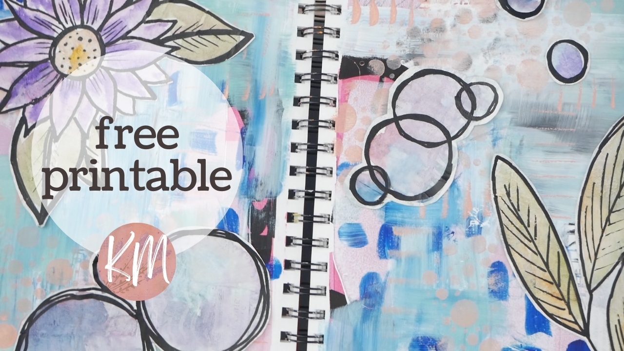 Mixed Media Art Journal Spread with DIY Homemade Focal Points – Free Download File