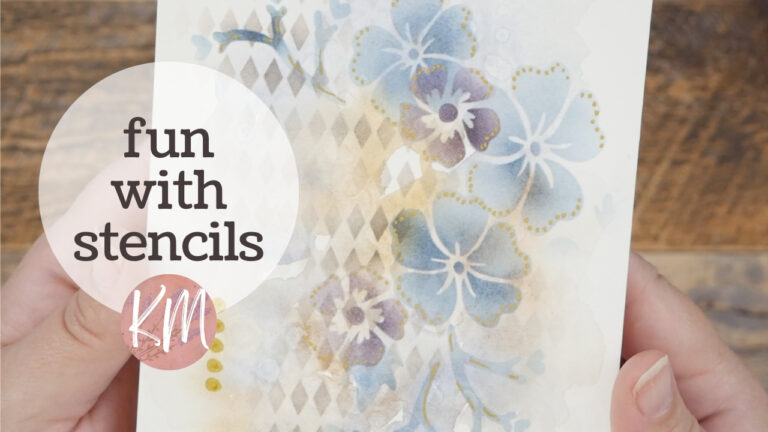Abstract Watercolor Background with Floral Stencils and Gold Ink – Easy ...