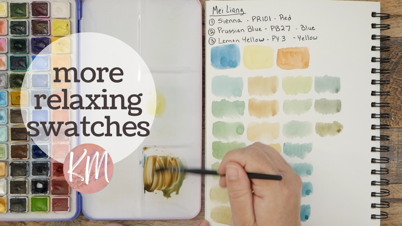 Continuing My Watercolor Swatch Book and Mixing the Sienna, Prussian Blue, and Lemon Yellow