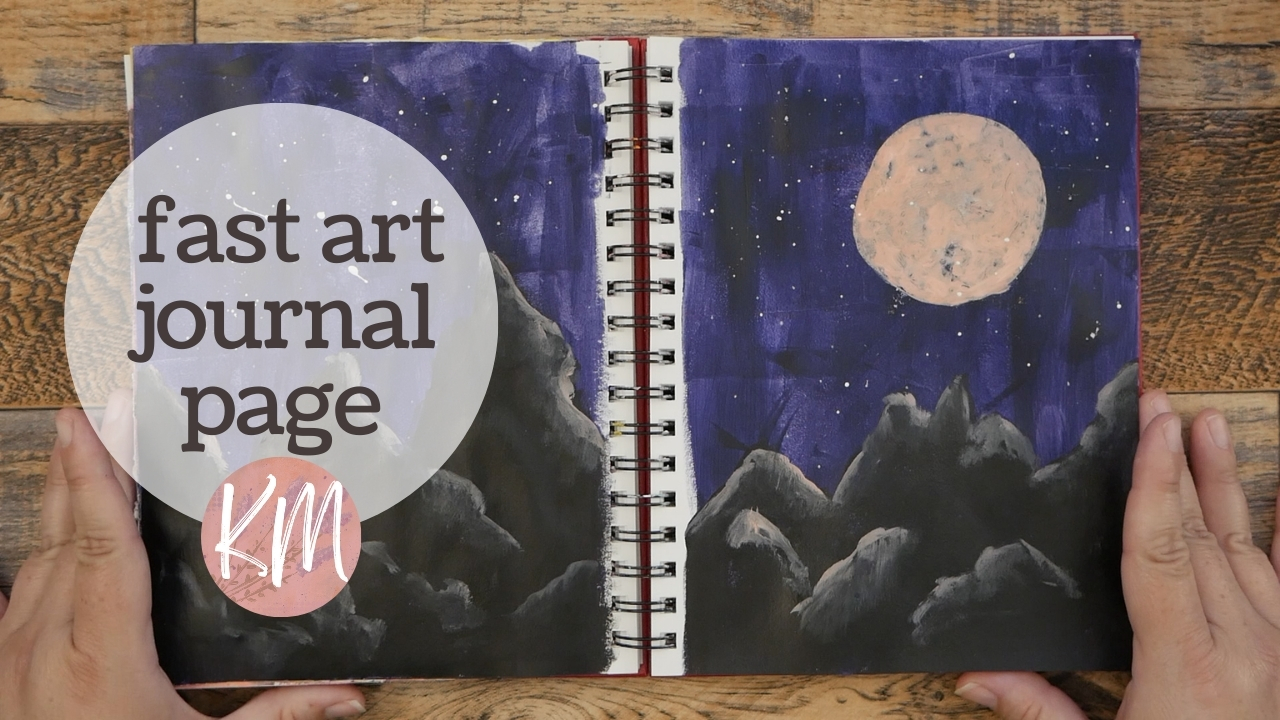 Moonlight and Mountains – Easy Acrylic Art Journal Abstract Landscape for Beginners
