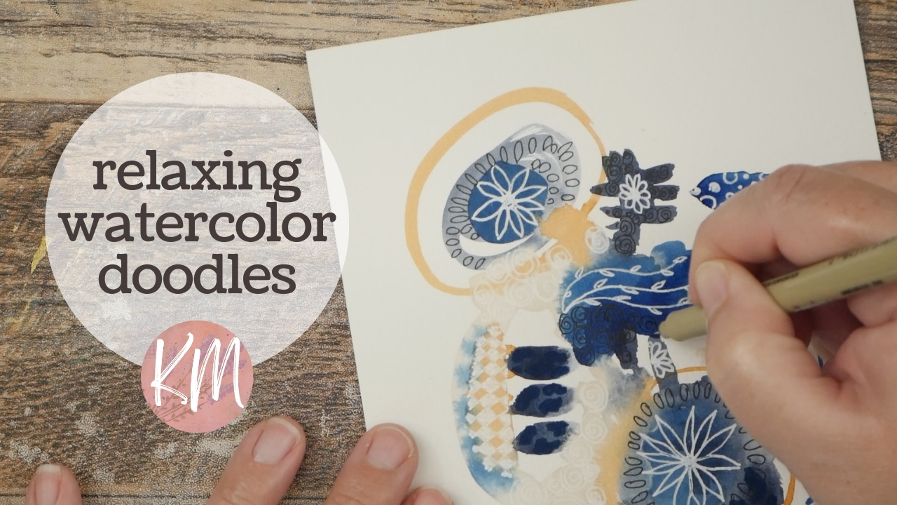 Easy Watercolor Doodling Inspiration on an Abstract Background, Cover a Page