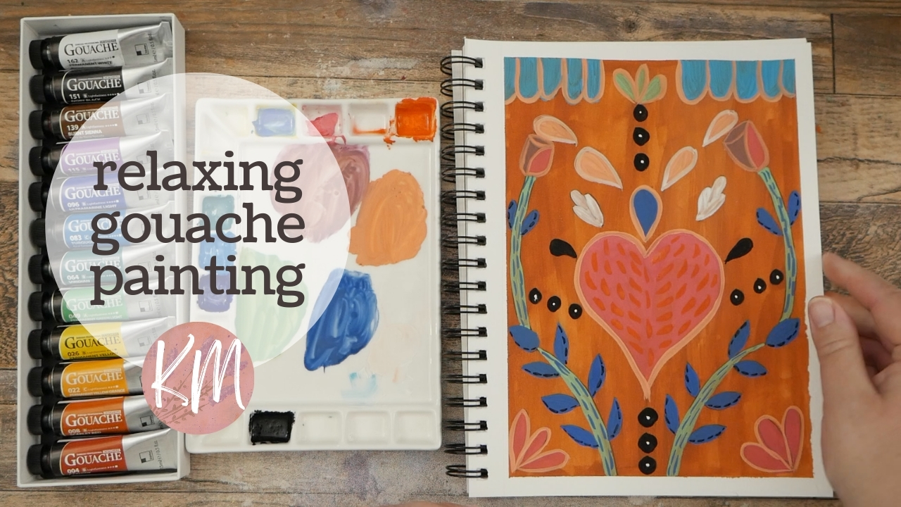 (No Talking) Gouache for Beginners – Playful Heart Design in My Art Journal