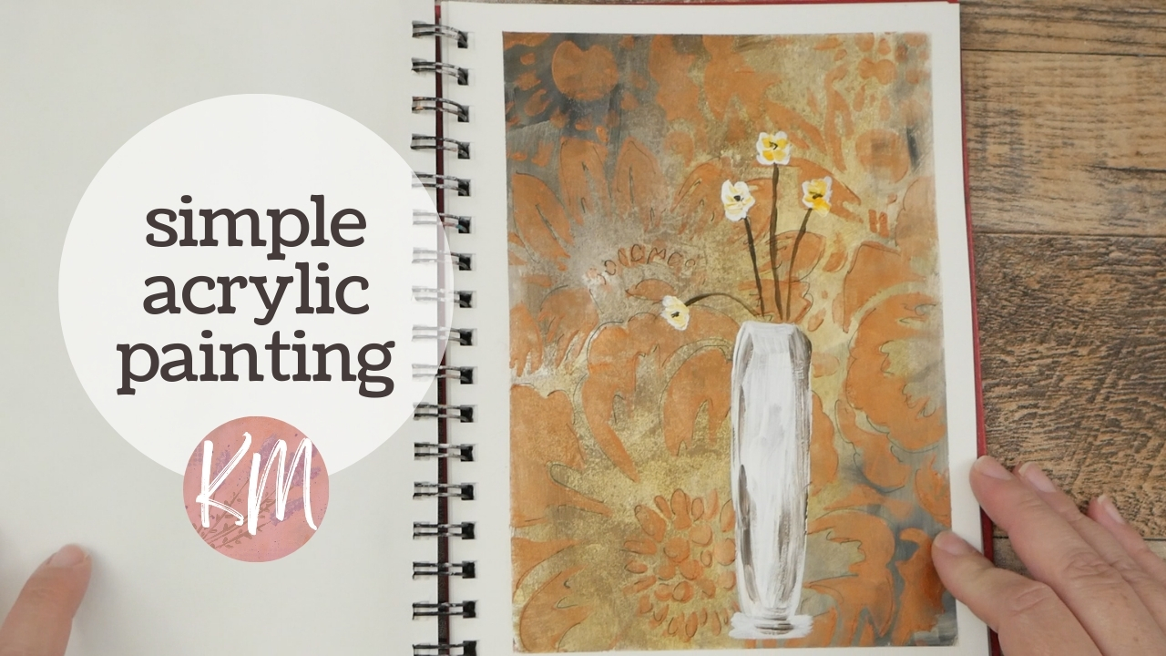 Try This Simple Acrylic Painting with Bronze Metallic Paint and a Stencil