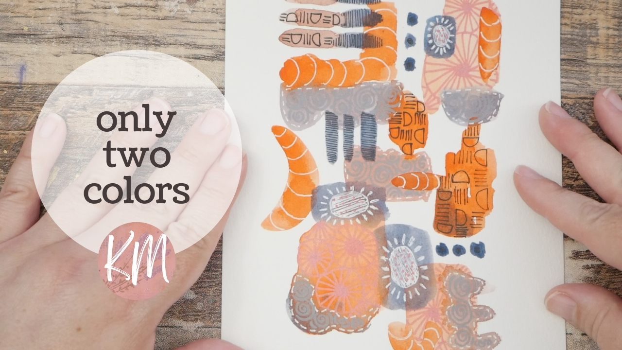 Use Just Two Colors and Make an Interesting Abstract Watercolor with Doodles