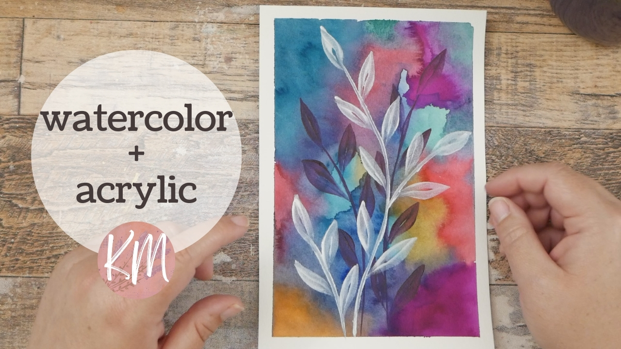 Watercolor + Acrylic Layers = Rich Dark Base for Acrylic Pearlescent Paint Highlights