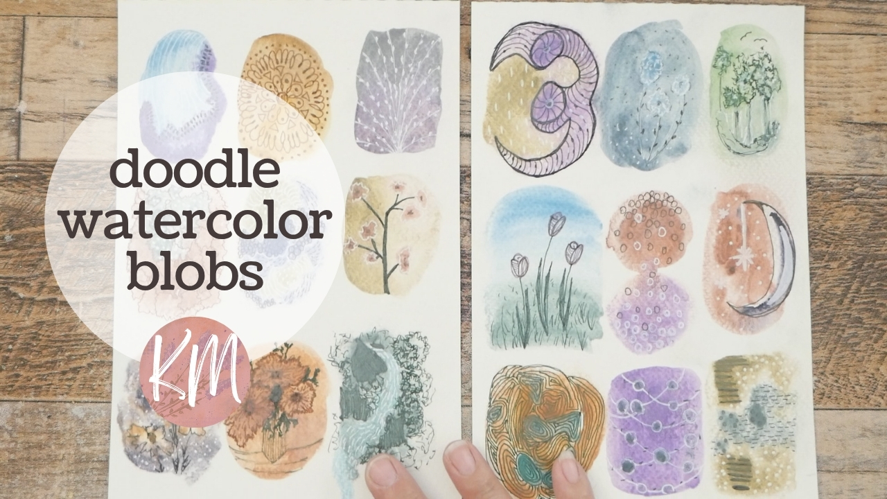 Creative Doodle Ideas on Watercolor Blobs – Relaxing Art Inspiration