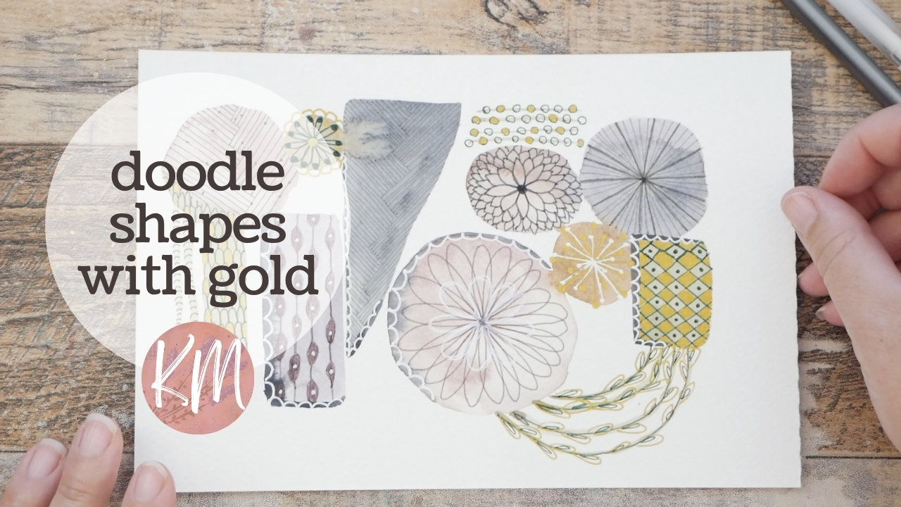 Relaxing Doodle Art Over Muted Neutral Watercolor Blobs