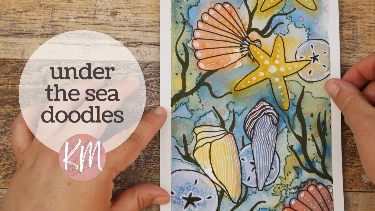 Easy Ocean Theme Watercolor Painting and Doodle Starfish and Shells