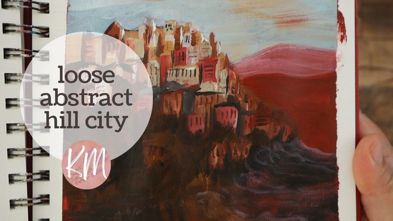 How I Paint a Loose and Easy Abstract City Landscape with Acrylic Paint in My Sketchbook