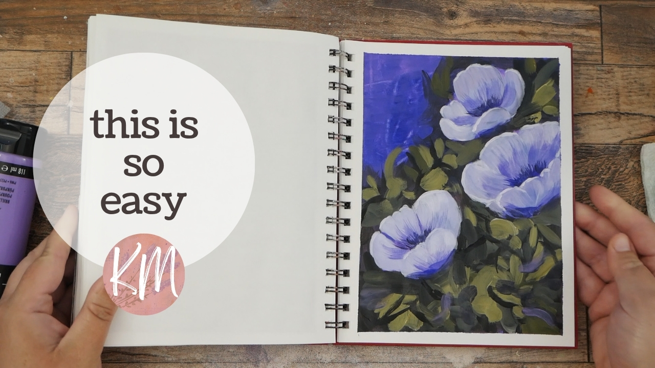 How to Paint Easy Abstract Flowers in Your Sketchbook with Acrylic Layers