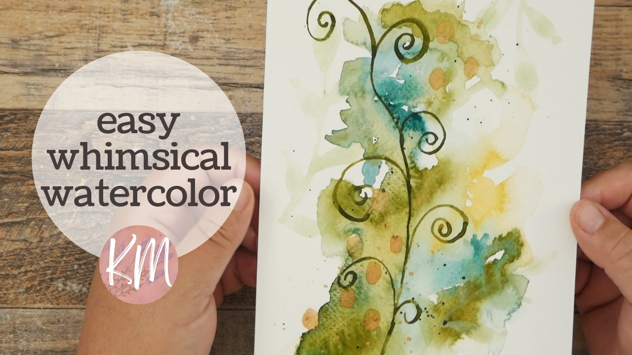Watery Greens and Sparkly Bronze – Paint a Whimsical Abstract Leafy Watercolor