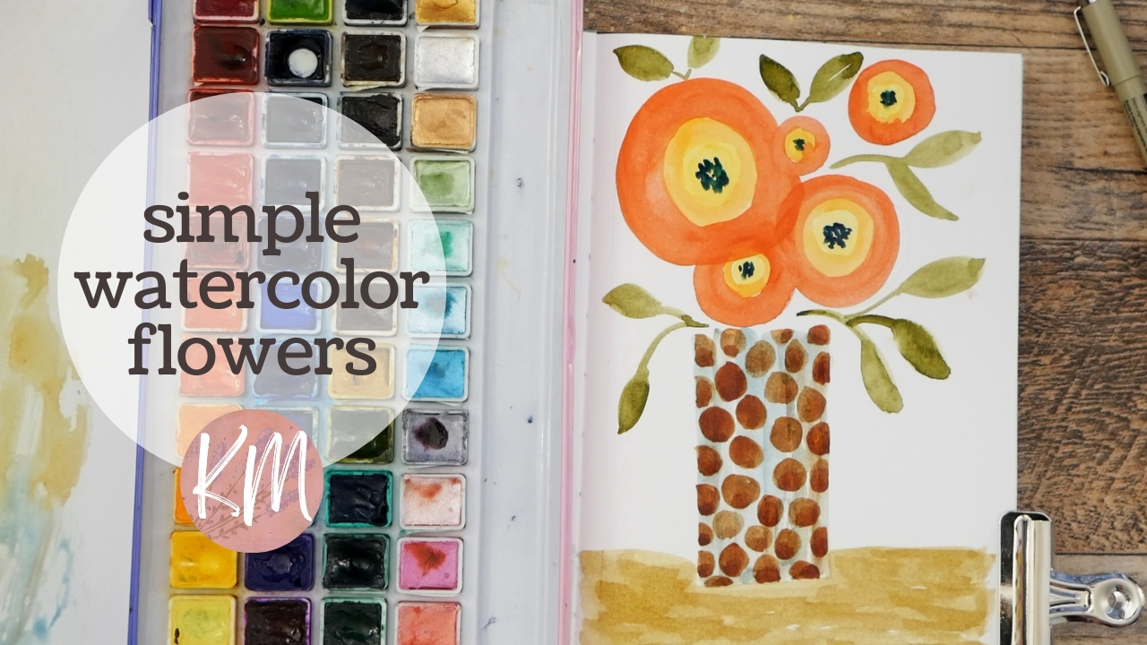 Easy Flowers – Experimenting with Watercolor on Plain Sketchbook Paper