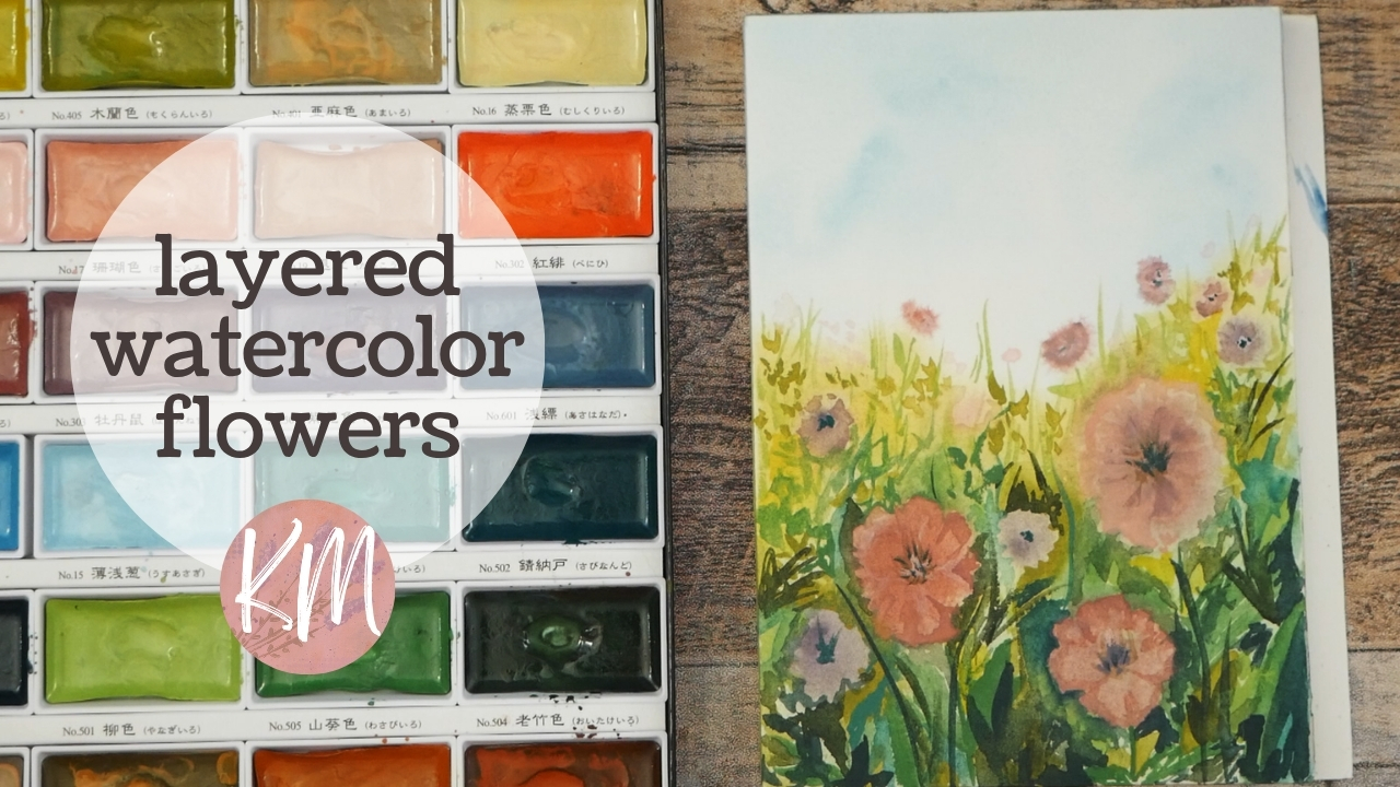 Paint Layered Watercolor Flowers in an Abstract Style – Negative Painting