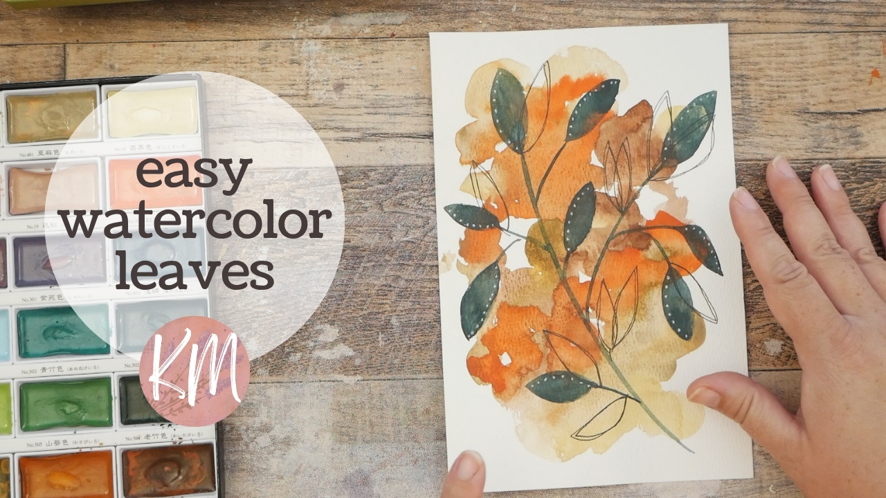 Paint These Easy Watercolor Autumn Leaves on Abstract Background