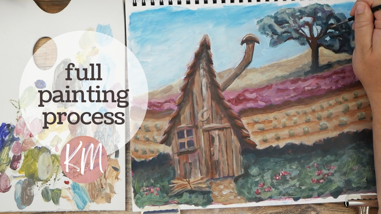 Painting a Magical Little Cabin Landscape in Acrylic – My Full Process