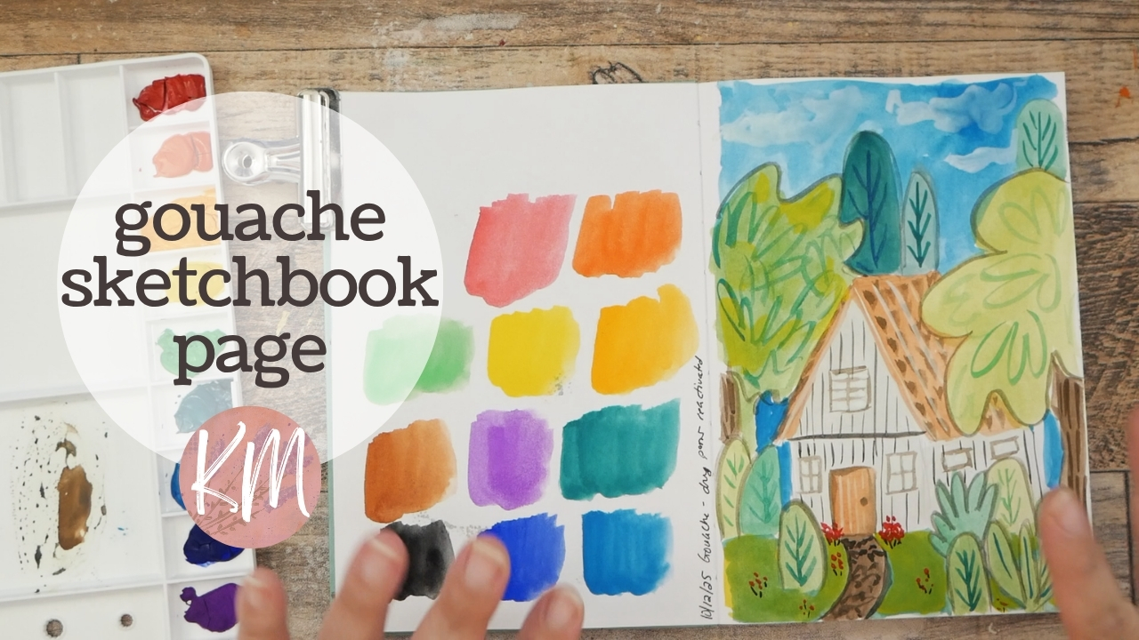 Painting a Whimsical Landscape with Dried Gouache in Pans