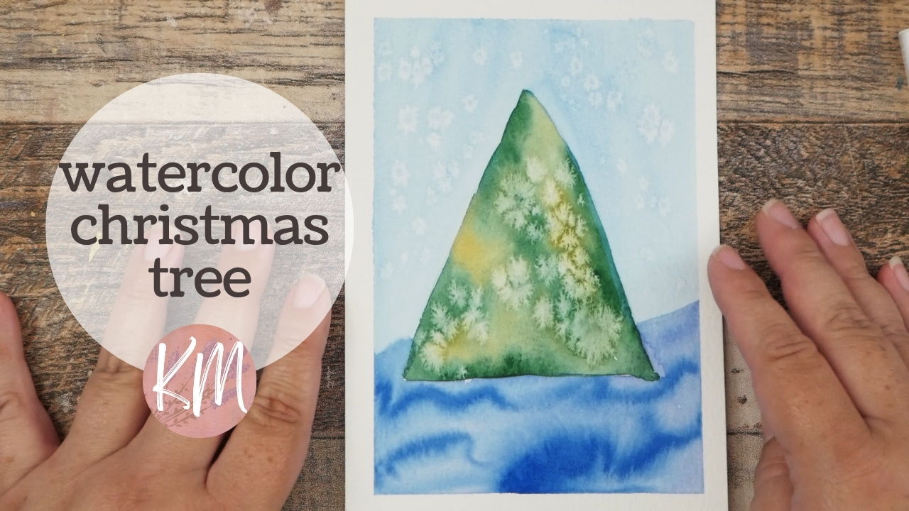 How to Use Salt in Watercolor – Easy Winter Christmas Tree Painting