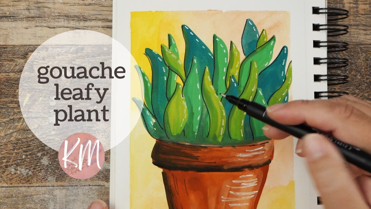 Leafy Plant Gouache Painting – Easy Sketchbook Art Idea