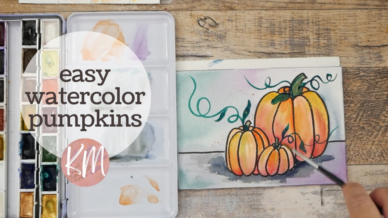 Paint Easy and Fun Watercolor Pumpkins with Line and Wash
