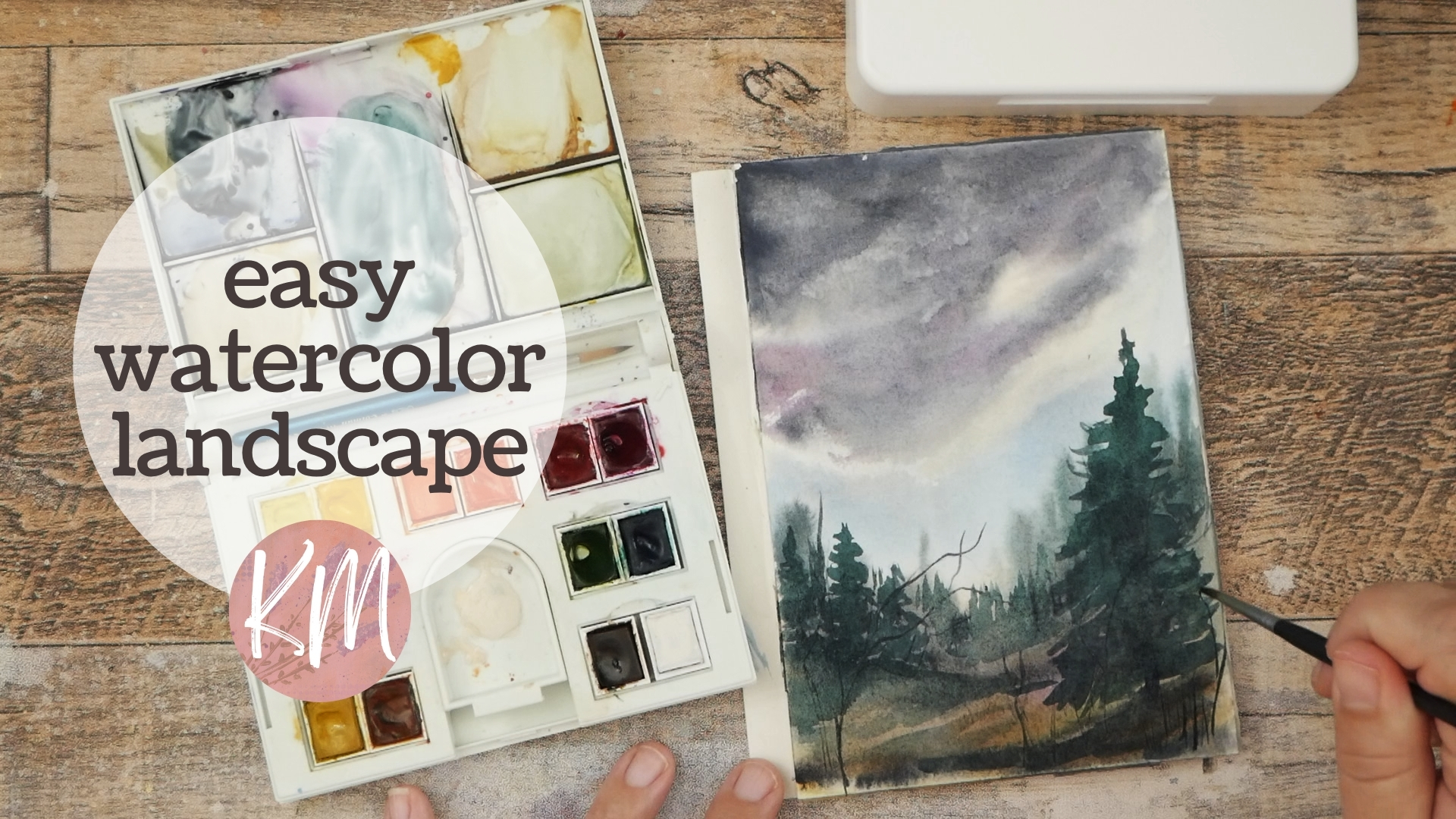 Paint an Easy Abstract Watercolor Landscape with Storm Clouds