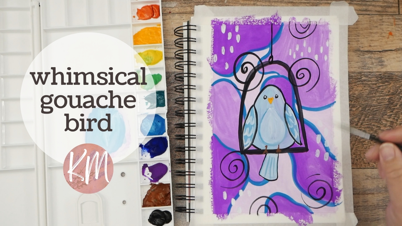 Whimsical Bird Gouache Art – Easy Sketchbook Painting Tutorial
