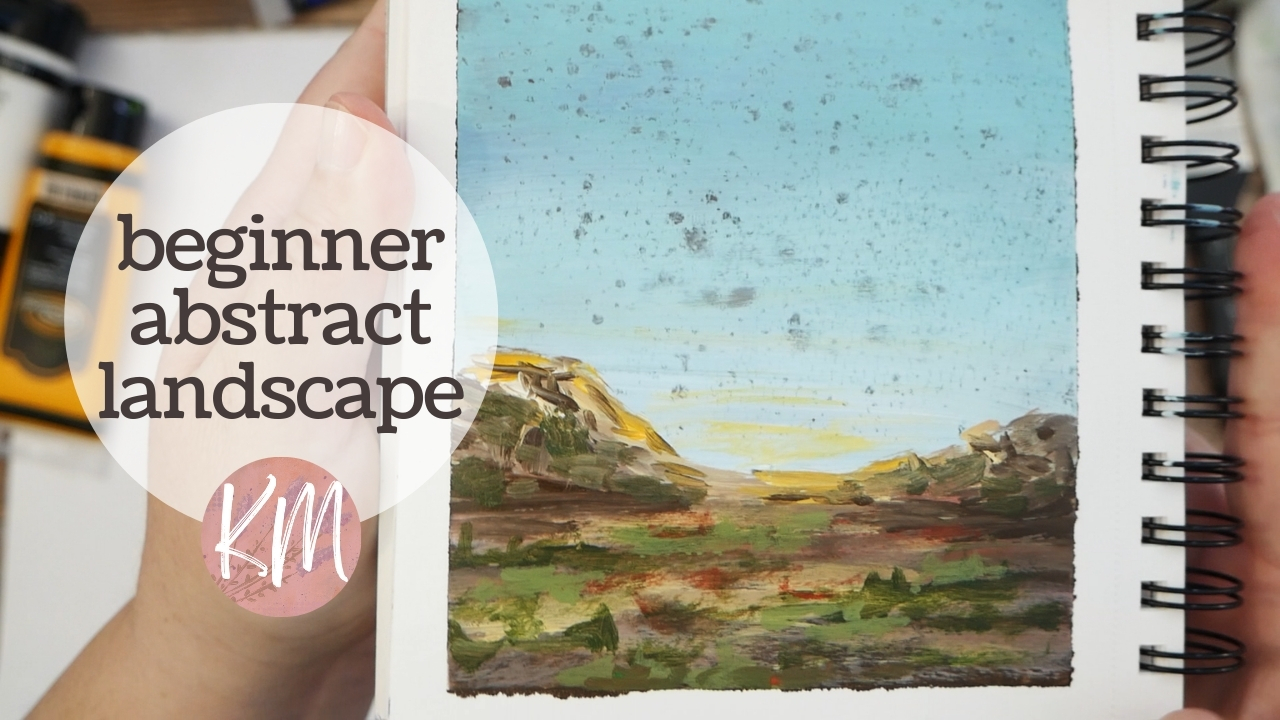 Beginner Acrylic Painting – Easy Abstract Desert Landscape in My Sketchbook