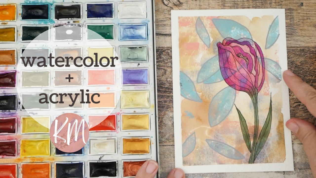 Easy Abstract Watercolor and Acrylic Paint with DIY Foam Stamps and Doodles