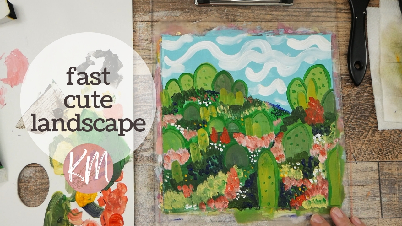 Paint this Cute Abstract Landscape in About 20 Minutes with Acrylic Paint