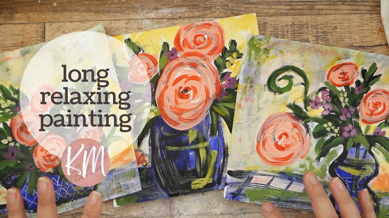 Painting Flip Through and Long Relaxing Flower Painting Session – Marks, Patterns, Textures
