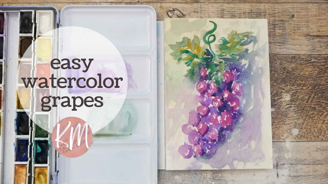Watercolor Paint with Me Loose Abstract Bunch of Grapes – Fruit Painting