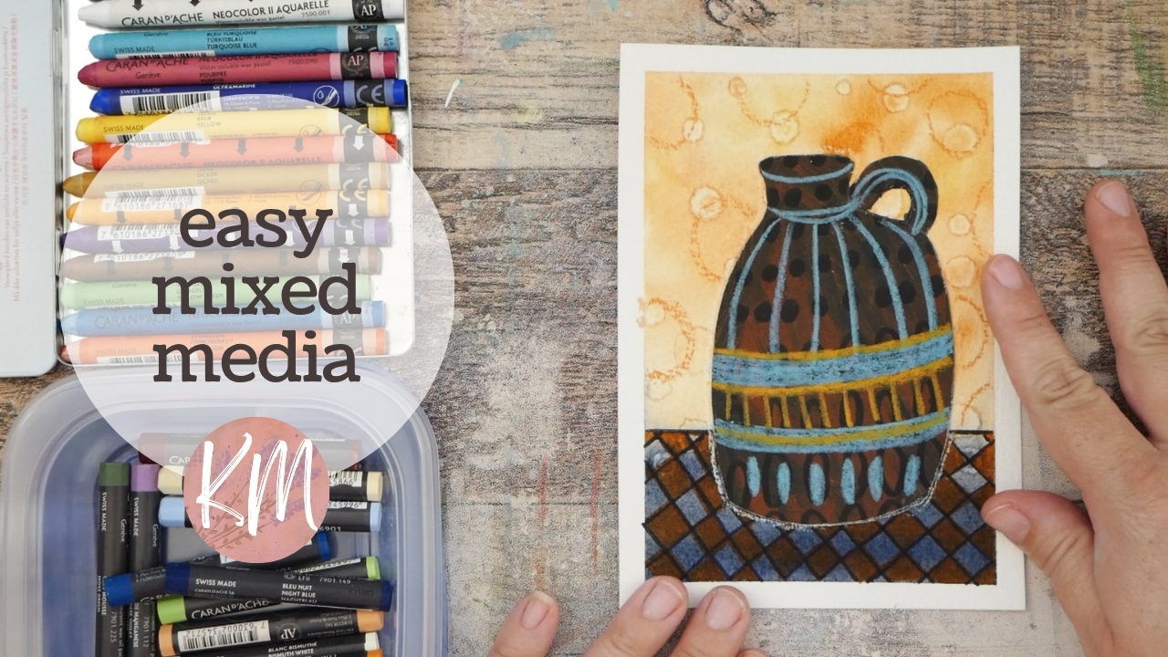 Easy Textured Watercolor Background with Rubbing Alcohol & Collage