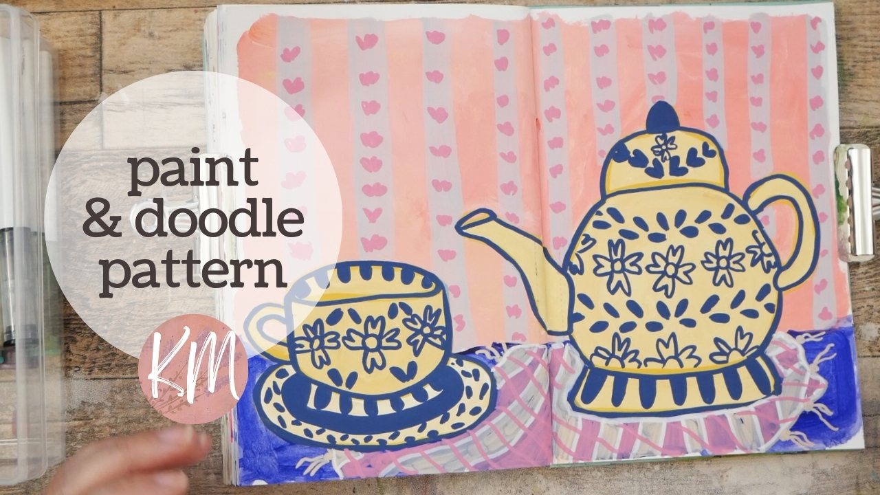 Easy Whimsical Teapot Acrylic Painting with Acrylic Markers